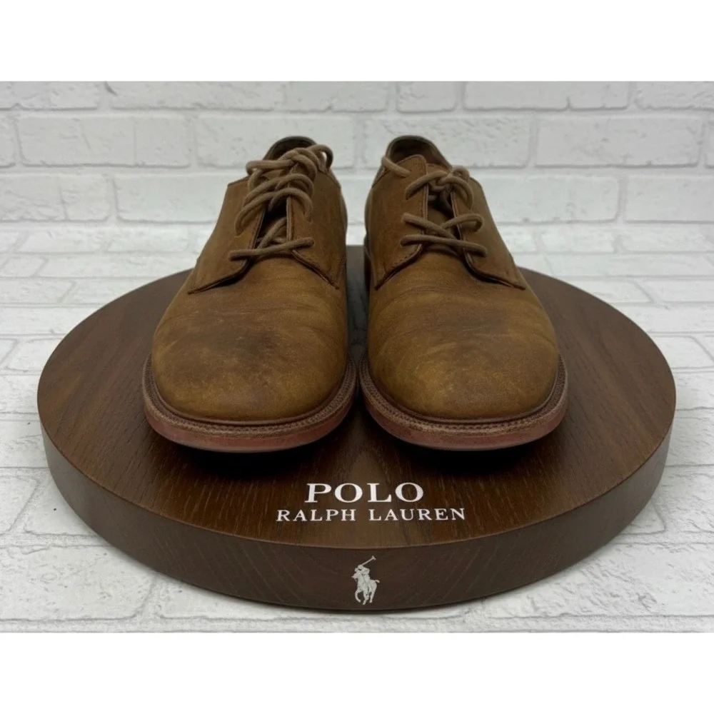 POLO RALPH LAUREN 🤑TAN BROWN SUEDE BUCKS OXFORDS SHOES‎ MENS 8 Preppy Stud 💰